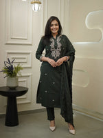 Festive Rayon Slub Embroidered Suit Set