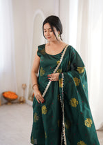 Dark Green Aura Chanderi Jacquard Suit Set