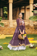 Wine Ethnic Printed Long Shrug with White Dress Set