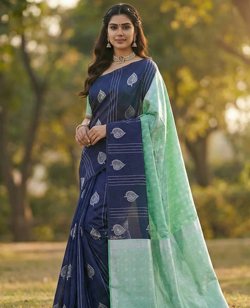 Blue Jacquard Saree