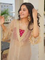 Golden Embroidered Tissue Silk Kurta Palazzo Set