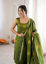 Green Aura Chanderi Jacquard Suit Set