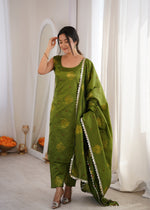Green Aura Chanderi Jacquard Suit Set