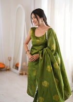 Green Aura Chanderi Jacquard Suit Set