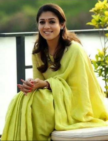 Lemon Yellow Colour Women's Plain Linen Saree With Casual wear