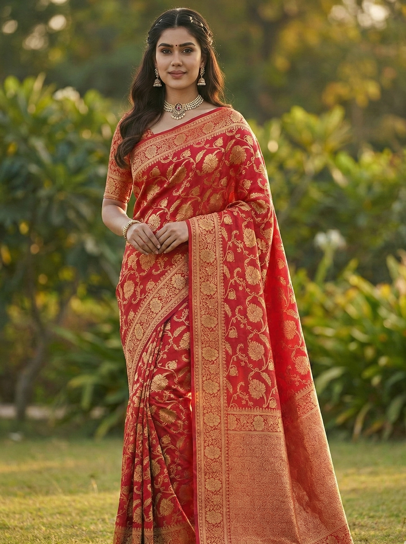 Elegant Maroon Jacquard Saree