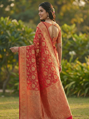 Elegant Maroon Jacquard Saree – Premium Festive & Party Wear