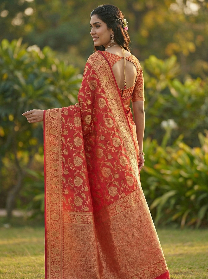 Elegant Maroon Jacquard Saree