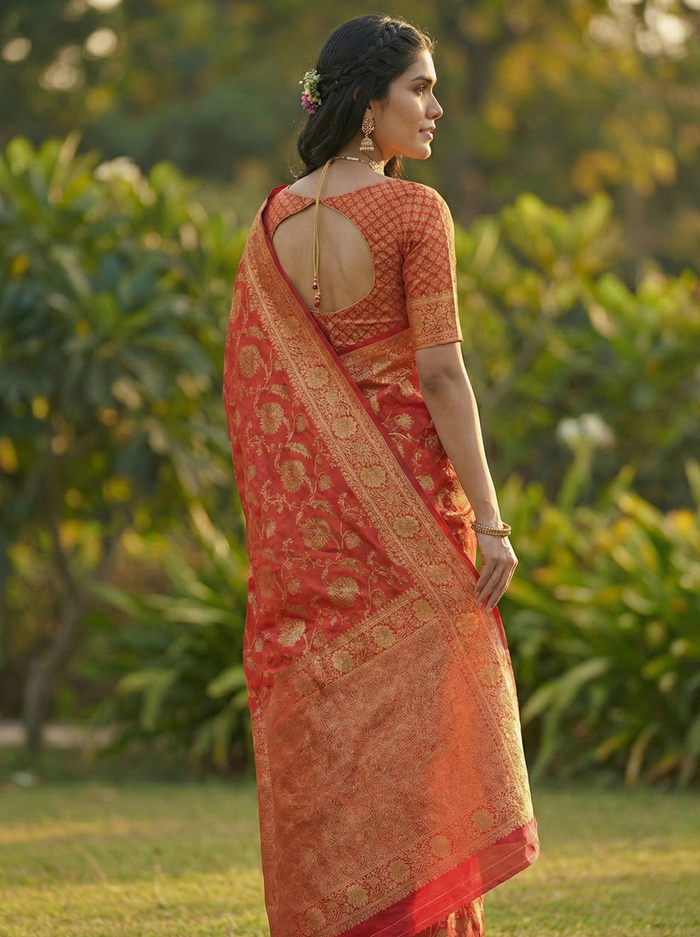 Elegant Maroon Jacquard Saree – Premium Festive & Party Wear