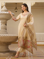 Ivory Bloom Viscose Assam Silk Suit Set