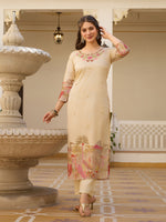 Ivory Bloom Viscose Assam Silk Suit Set