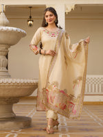 Ivory Bloom Viscose Assam Silk Suit Set