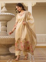 Ivory Bloom Viscose Assam Silk Suit Set
