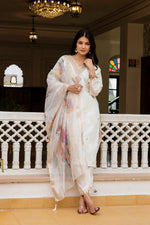 White Embroidered Chanderi Suit Set