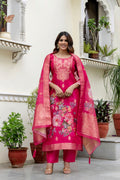 Printed Chanderi Cotton Outfit with Traditional Weave Pattern