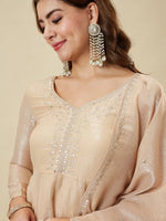 Cream Crunchy Silk Embroidered Sharara Set