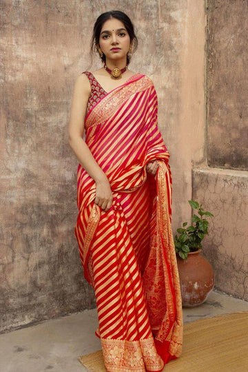 Orange Jacquard Saree – Premium Festive Wear with Elegant Woven Detailing