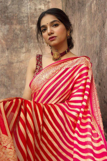 Orange Jacquard Saree – Premium Festive Wear with Elegant Woven Detailing