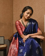 Elegant Blue Jacquard Saree