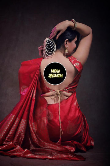 Radiant Red Jacquard Saree – Luxurious Woven Elegance for Festive & Bridal Moments