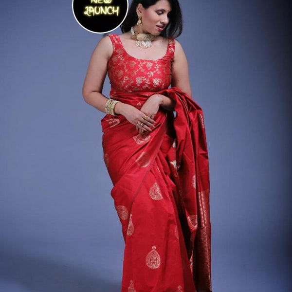 Radiant Red Jacquard Saree