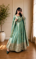 Pistachio Mist Elegant Fandy Silk Anarkali Suit Set