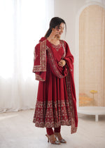 Royal Garnet Roman Silk Suit Set