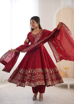 Royal Garnet Roman Silk Suit Set