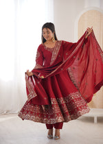Royal Garnet Roman Silk Suit Set