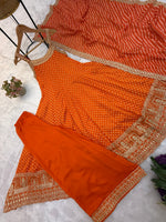 Orange Bandhani Vichitra Silk Gown Set
