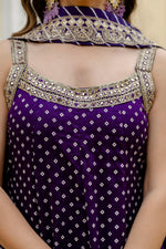 Navy Blue Bandhani Vichitra Silk Gown Set