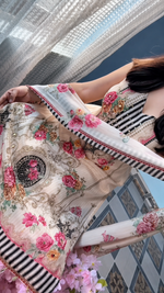 Ivory Floral Printed Kurta Pant Set with Dupatta