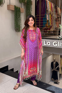 Purple Pure Banana Silk Kaftan Co-Ord Set