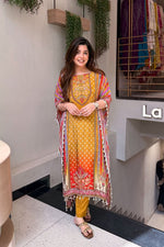 Mustard Pure Banana Silk Kaftan Co-Ord Set