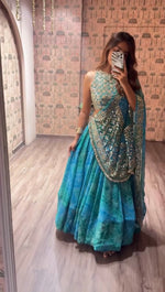 Rama Green Printed Faux Georgette Lehenga Set
