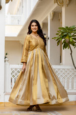 Golden Banarasi Silk Embroidered Gown