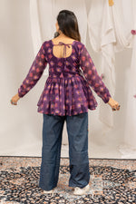 Purple Mirror Work Kediya with Denim Jeans Set