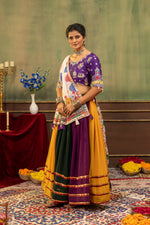 Multicolor Mirror Work Faux Georgette Lehenga Set