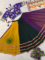Multicolor Mirror Work Faux Georgette Lehenga Set