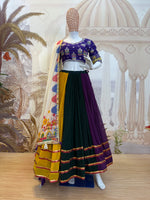 Multicolor Mirror Work Faux Georgette Lehenga Set