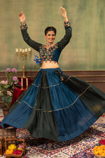 Navy Blue Black Embroidered Lehenga Set