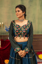 Navy Blue Black Embroidered Lehenga Set