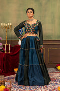 Navy Blue Black Embroidered Lehenga Set