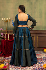Navy Blue Black Embroidered Lehenga Set