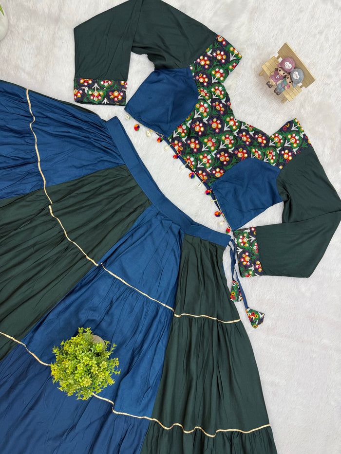 Navy Blue Black Embroidered Lehenga Set
