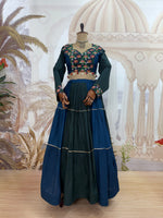 Navy Blue Black Embroidered Lehenga Set