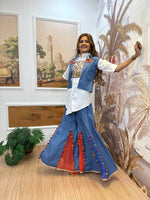 Indigo Denim Embroidered Indo-Western Coord Set