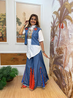 Indigo Denim Embroidered Indo-Western Coord Set
