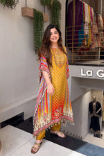 Mustard Pure Banana Silk Kaftan Co-Ord Set