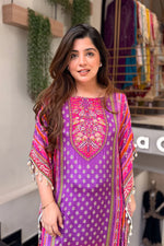 Purple Pure Banana Silk Kaftan Co-Ord Set